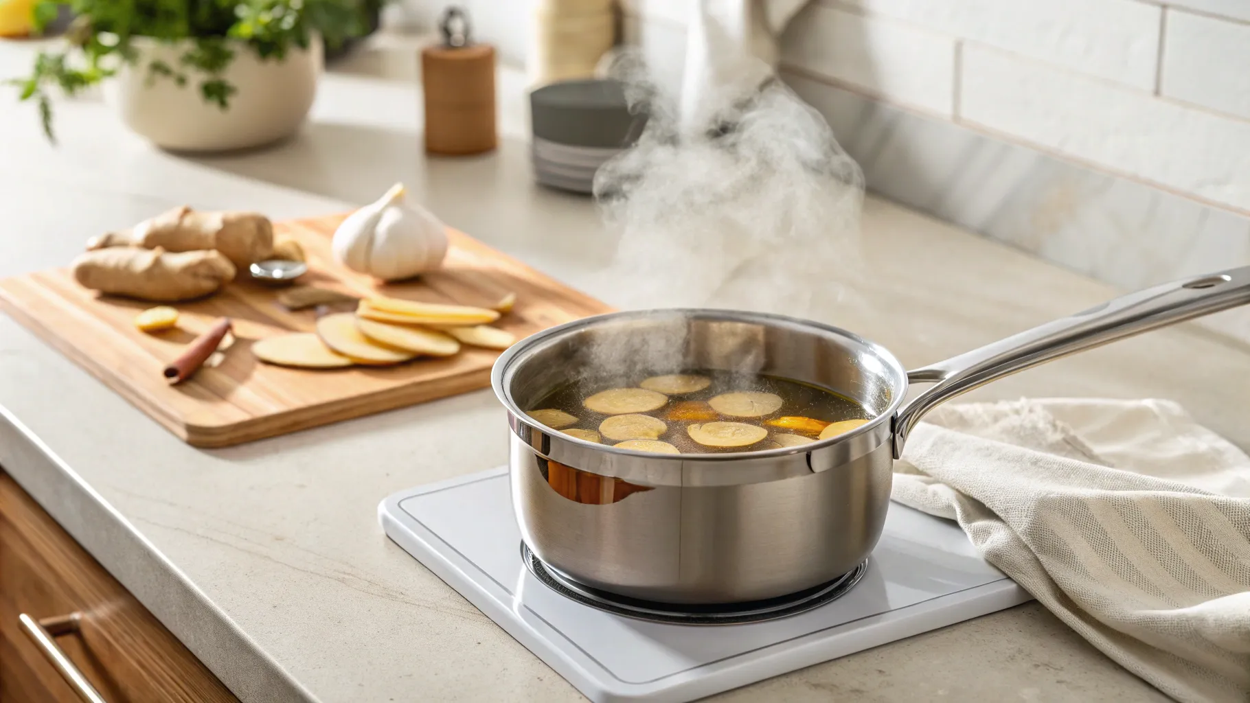 simmering Honey Ginger Lemon Tea