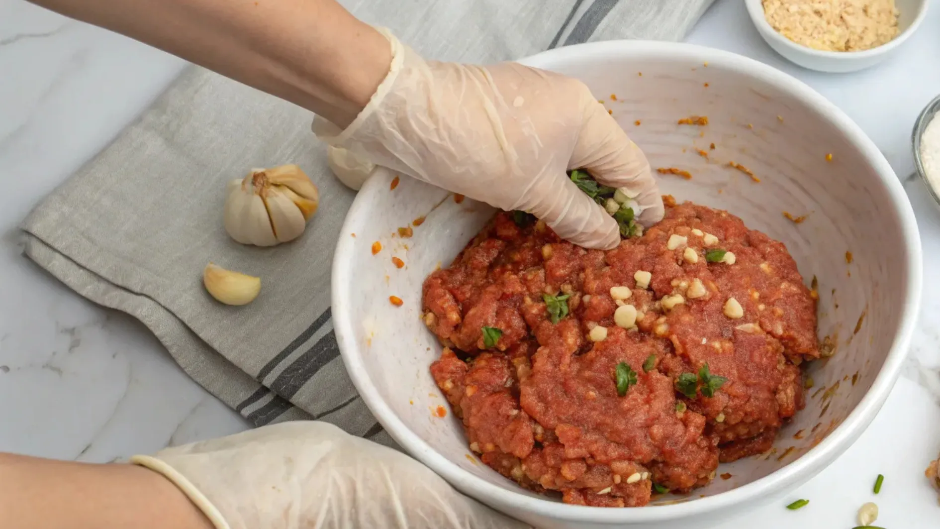preparing the Sweet and Spicy Korean BBQ Meatloaf