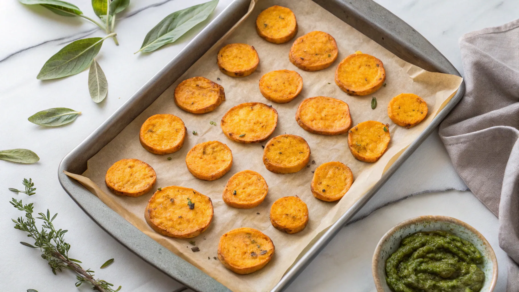 Sweet Potato Rounds in a tray