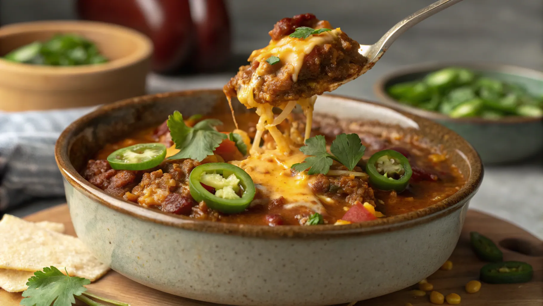 Spicy version Cheesy Enchilada Chili 