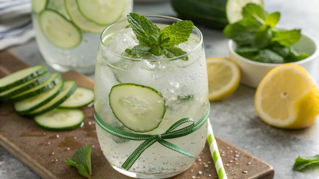 A glass of Cucumber Mint Water