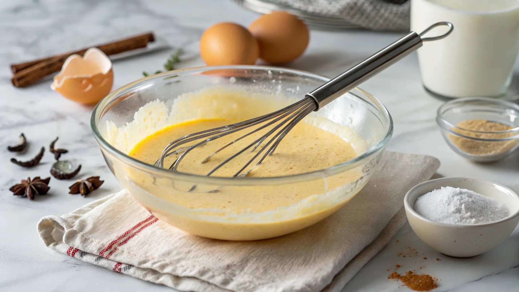 Mixing the Ingredients for Classic Creamy Custard
