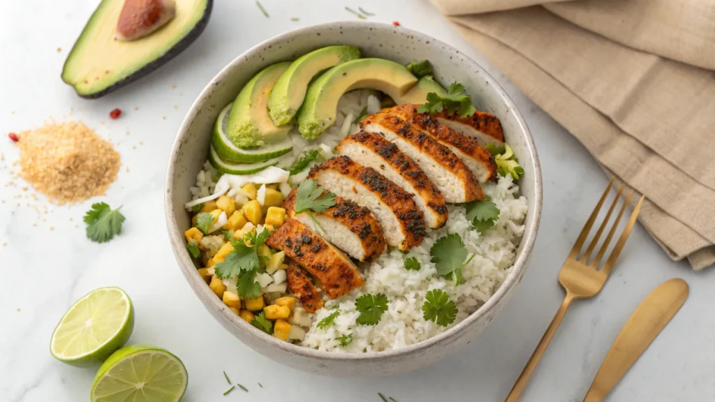 Street Corn Chicken Rice Bowl