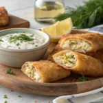 Crispy Crab Cake Egg Rolls with Lemon Dip