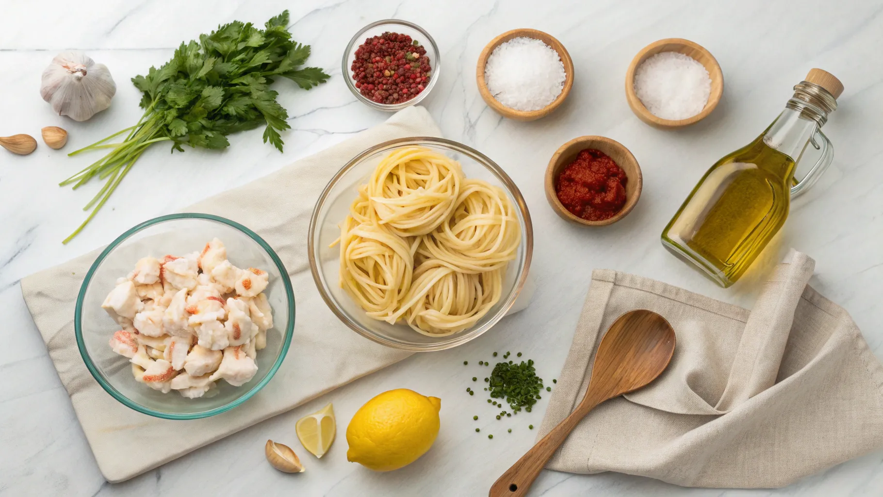 Ingredients for a Classic Crab Linguine
