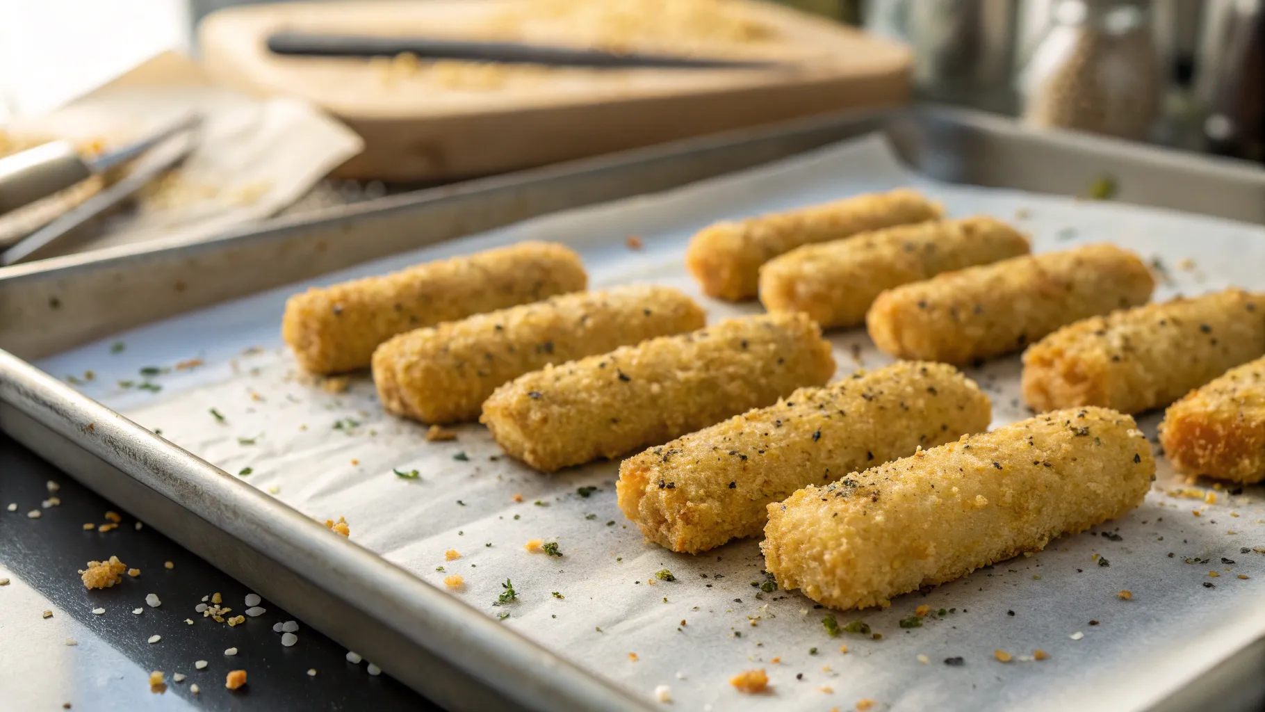 Oven Baking Crispy Mozzarella Sticks