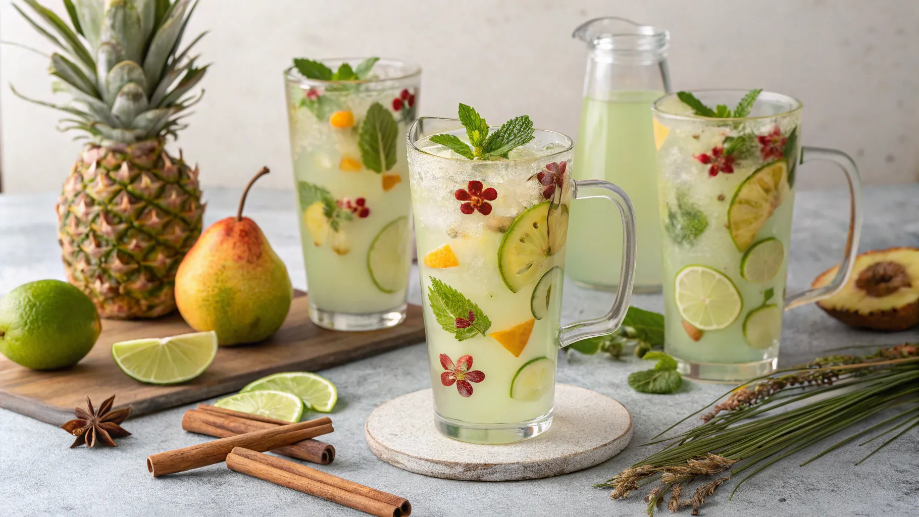 four-mojito-glasses-arranged-seasonally