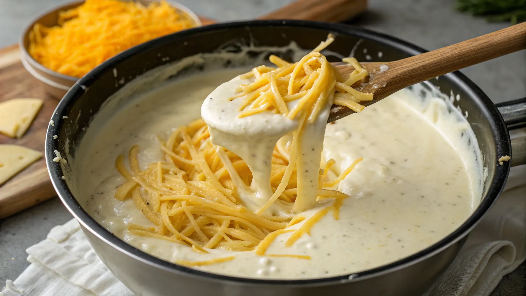 Preparing cheese sauce for macaroni cheese