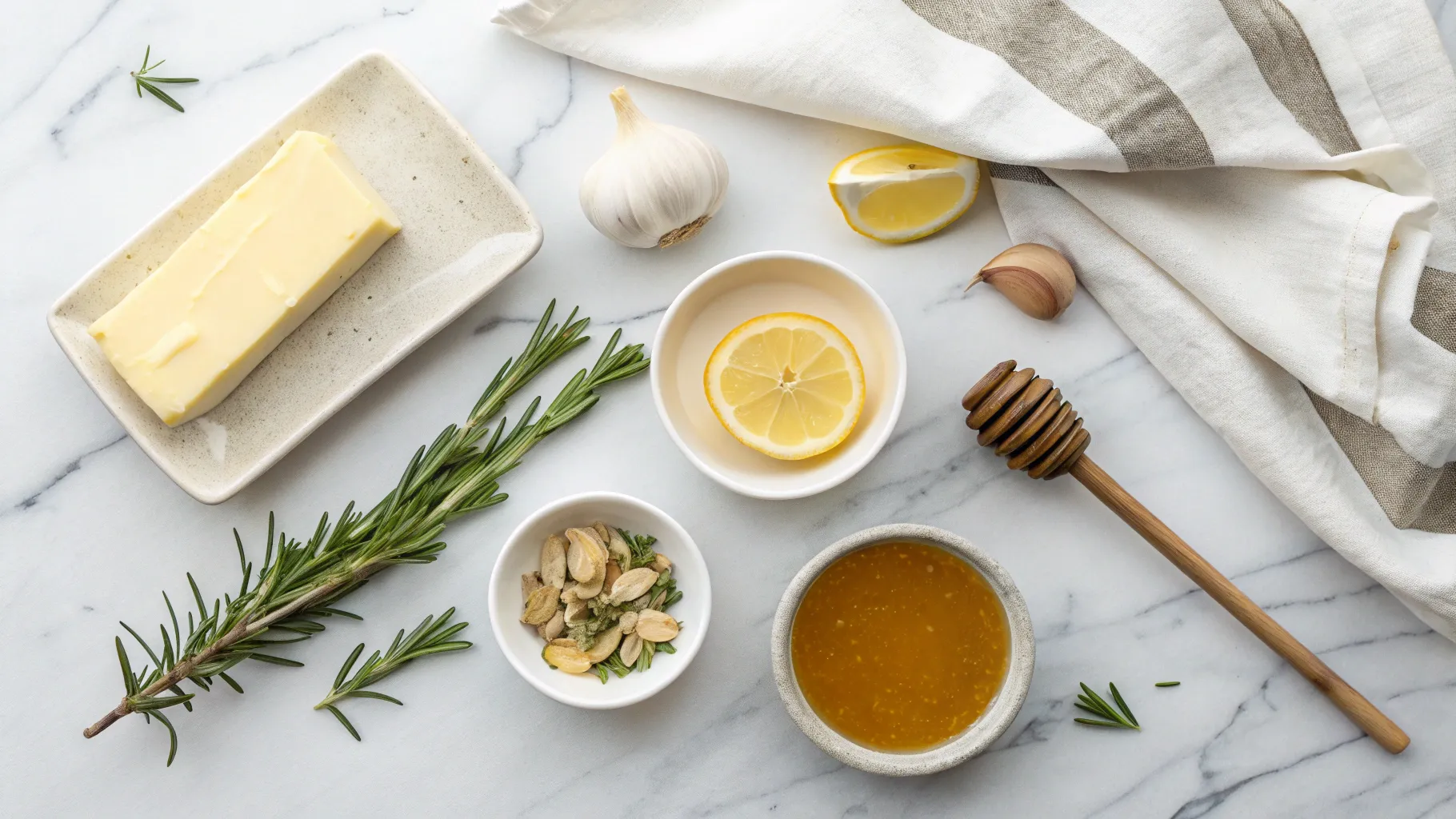 ingredients for Rosemary Honey Garlic Butter Sauce