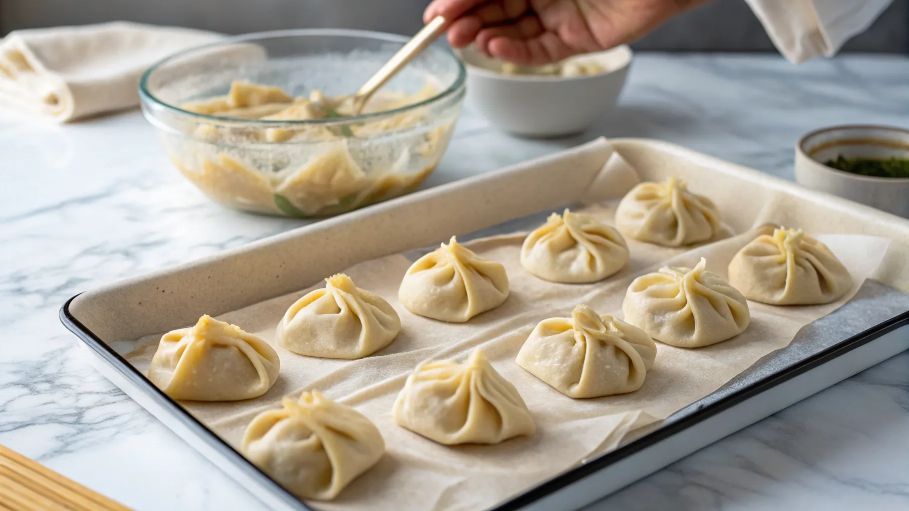 several-raw-wontons for wonton soup