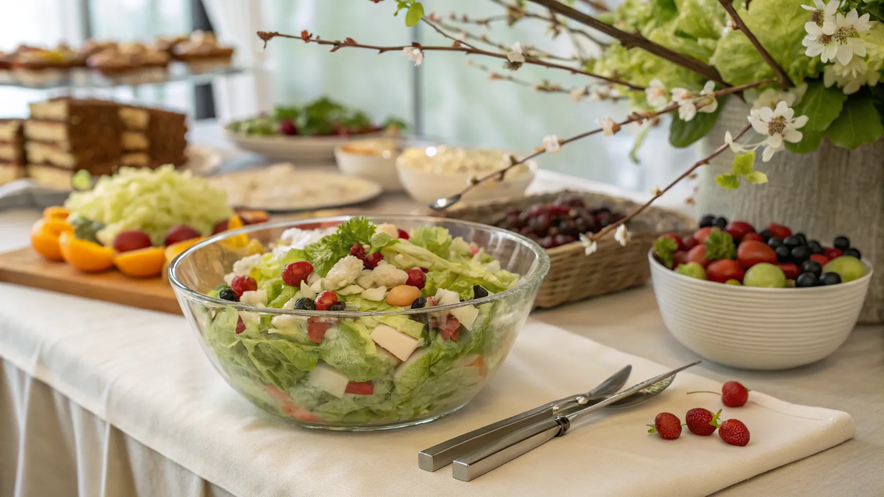 waldorf-salad-placed-on-a-buffet-table-for-a-party