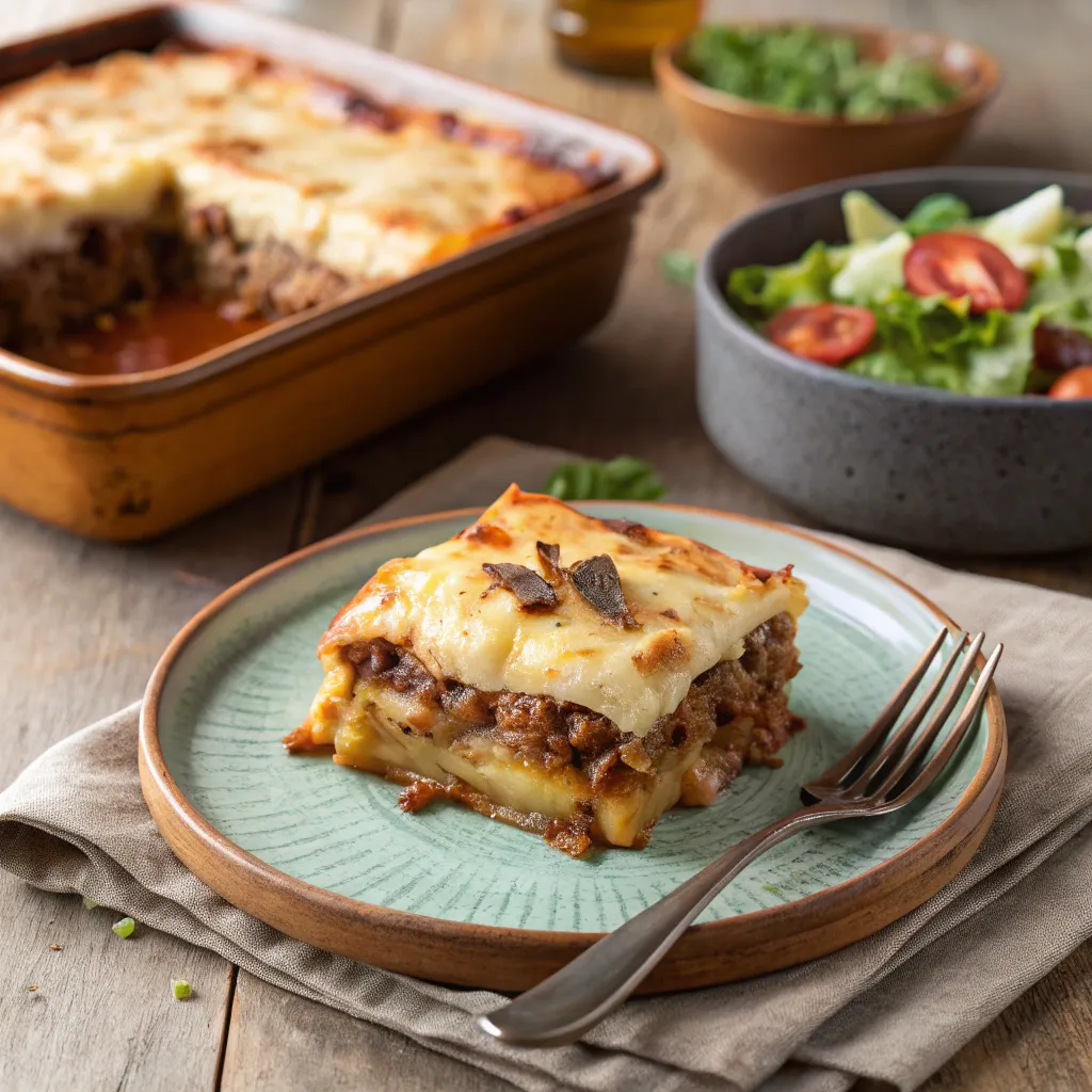 A slice of Hamburger and Potato Casserole